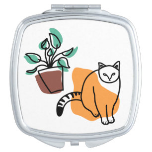 Cat and the plant compact mirror