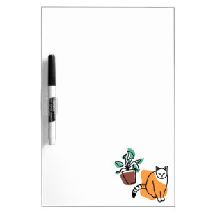 Cat and the plant dry erase board