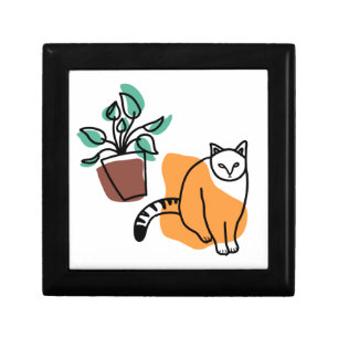 Cat and the plant gift box