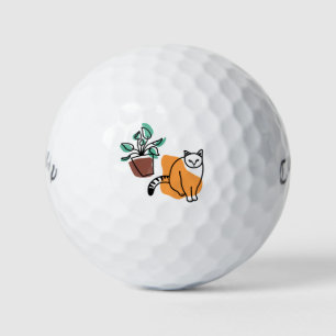 Cat and the plant golf balls