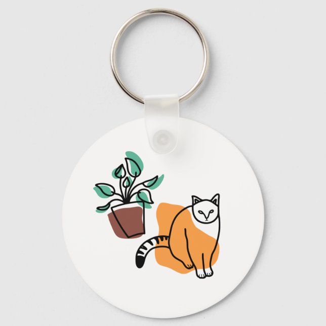 Cat and the plant keychain (Front)