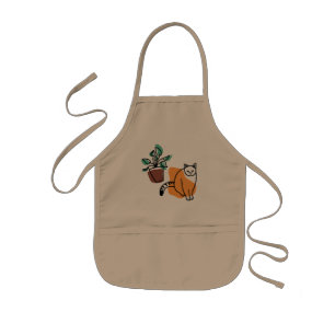 Cat and the plant kids' apron