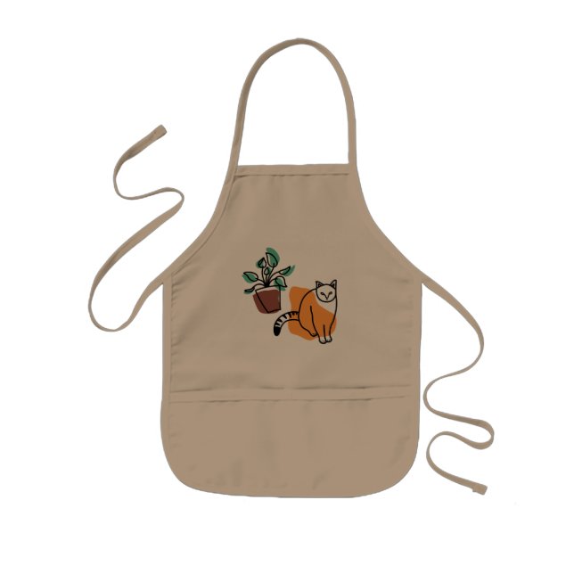 Cat and the plant kids' apron (Front)