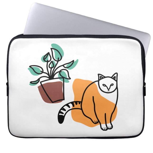 Cat and the plant laptop sleeve (Front)