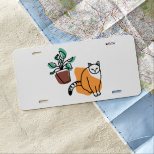 Cat and the plant license plate