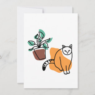 Cat and the plant note card