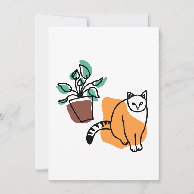 Cat and the plant note card (Front)