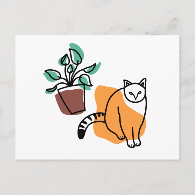 Cat and the plant postcard (Front)