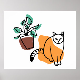Cat and the plant poster