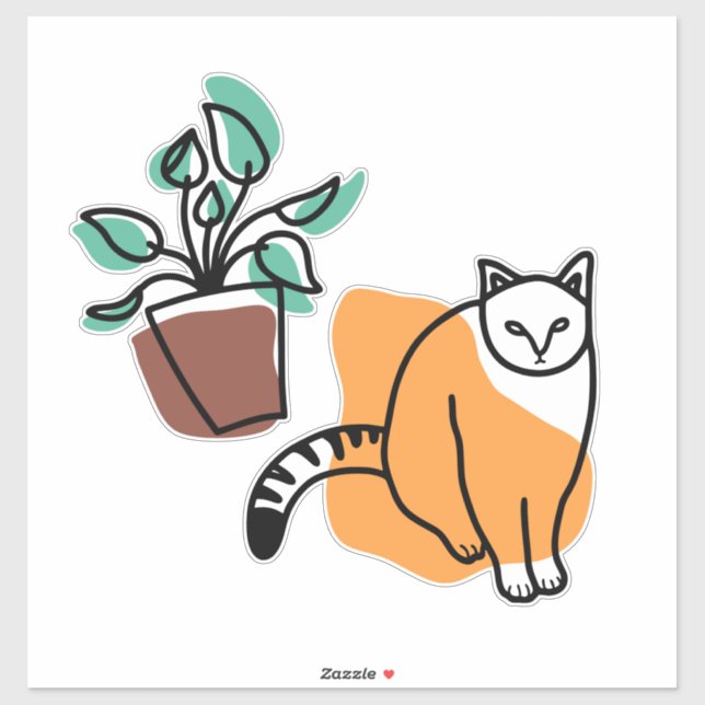 Cat and the plant sticker (Sheet)