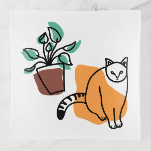 Cat and the plant trinket tray
