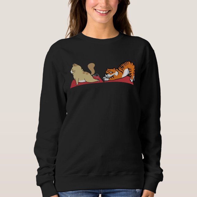 Cat and Tiger In Yoga Positions Feline Animals The Sweatshirt (Front)