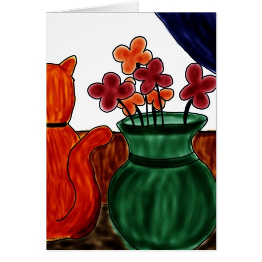 cat and vase flower cards (Front)