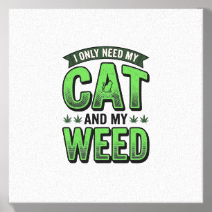 Cat And Weed Vintage Engraving T-Shirt Design_1 Canvas Photo Tile