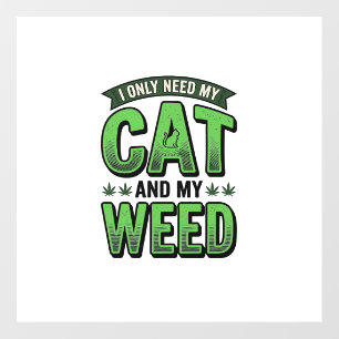 Cat And Weed Vintage Engraving T-Shirt Design_1 Floor Decals