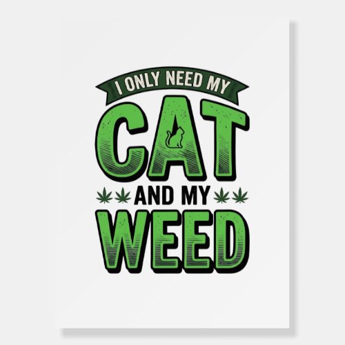 Cat And Weed Vintage Engraving T-Shirt Design_1 Foam Board