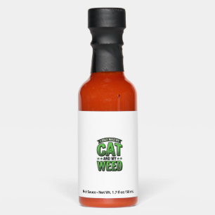 Cat And Weed Vintage Engraving T-Shirt Design_1 Hot Sauces