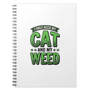 Cat And Weed Vintage Engraving T-Shirt Design_1 Notebook