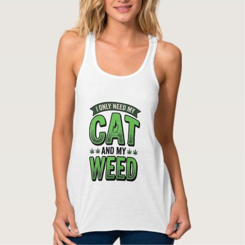 Cat And Weed Vintage Engraving T-Shirt Design_1 Tank Top