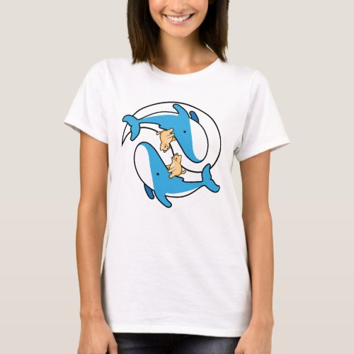 Cat and whale yin yang T_Shirt