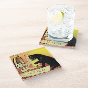 Cat and Wine Glass Coaster