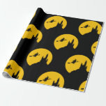 Cat and Witch Flying on a Broomstick Wrapping Paper