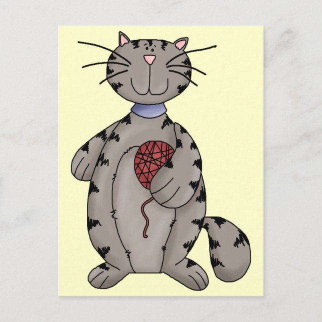 Cat and Yarn Postcard (Front)