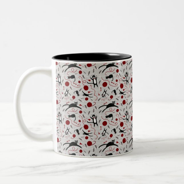 Cat and Yarn Two Tone Coffee Mug (Left)
