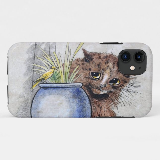 Cat and Yellow Small Bird, Louis Wain Case-Mate iPhone Case (Back (Horizontal))