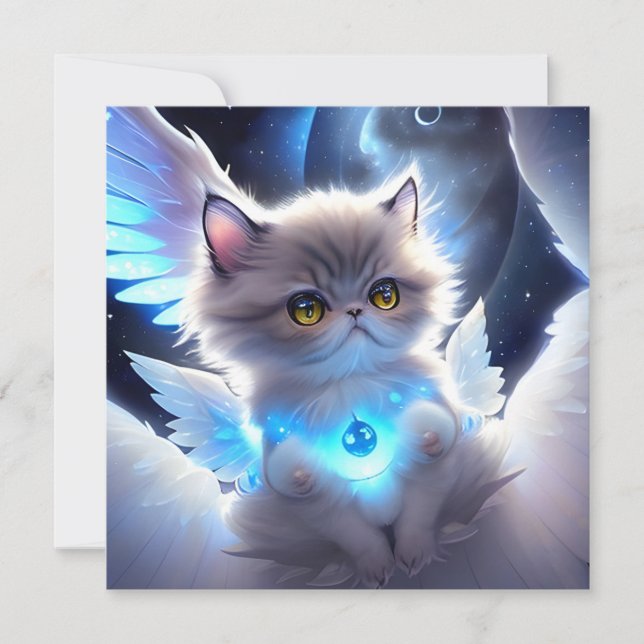 Cat Angel Fantasy Note Card (Front)