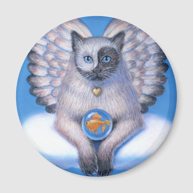 Cat Angel "Kitty Yin Yang" Round Magnet