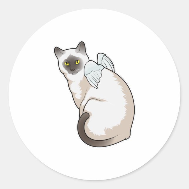 Cat Angel wings Classic Round Sticker (Front)