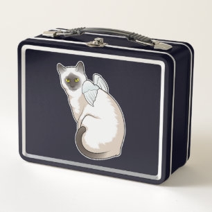 Cat Angel wings Metal Lunch Box