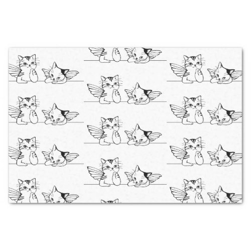 CAT ANGELS BLACK AND WHITE TISSUE PAPER