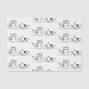 CAT ANGELS BLACK AND WHITE TISSUE PAPER