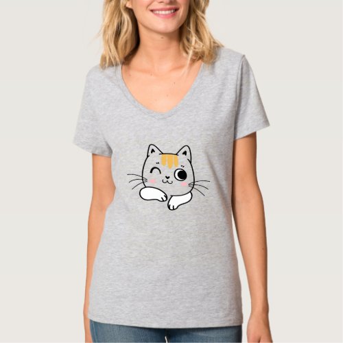 Cat animal cats lovers grey nice stylish modern  T_Shirt