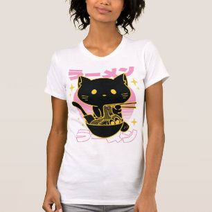 Cat animal eating ramen food T-Shirt