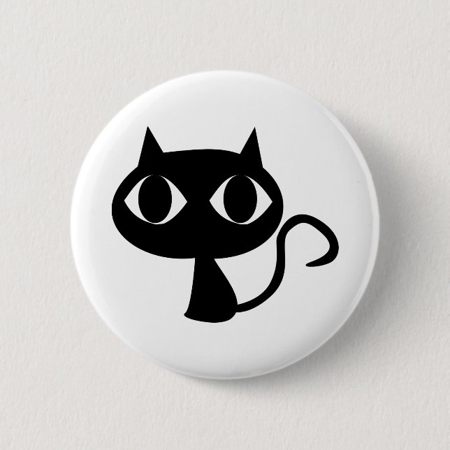 Cat Animal Eyes Feline Cartoon Comic Black Button (Front)