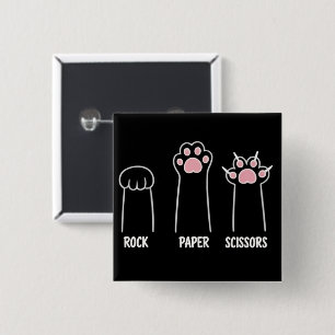 Cat Animal Pet Lover Rock Paper Scissors Hand Game Button