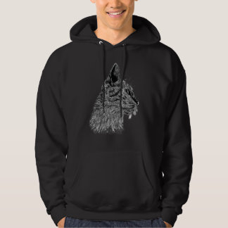 Cat Animal Sketch Line Art Head Profile Feline Hoodie