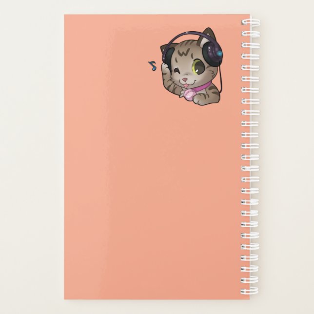 Cat Anime Cat Music Notebook (Back)