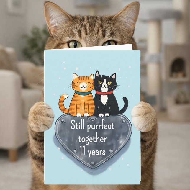 cat anniversary 11th wedding card (Creator Uploaded)