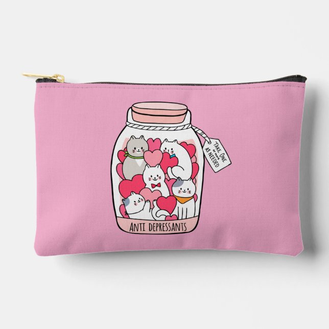 Cat Antidepressant Funny Cat Lover Gift Accessory Pouch (Front)