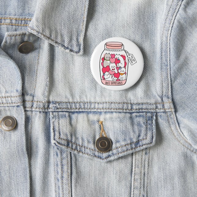 Cat Antidepressant Funny Cat Lover Gift Button (In Situ)
