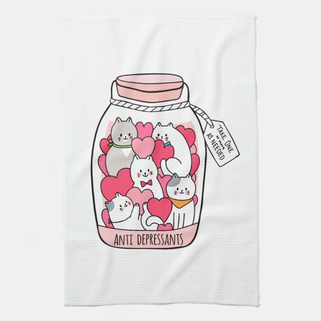 Cat Antidepressant Funny Cat Lover Gift Kitchen Towel (Vertical)