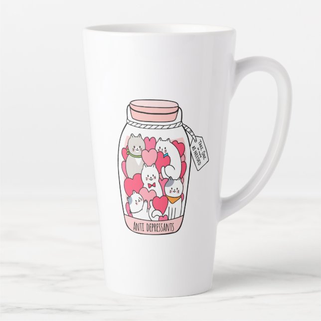 Cat Antidepressant Funny Cat Lover Gift Latte Mug (Right)