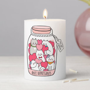 Cat Antidepressant Funny Cat Lover Gift Pillar Candle