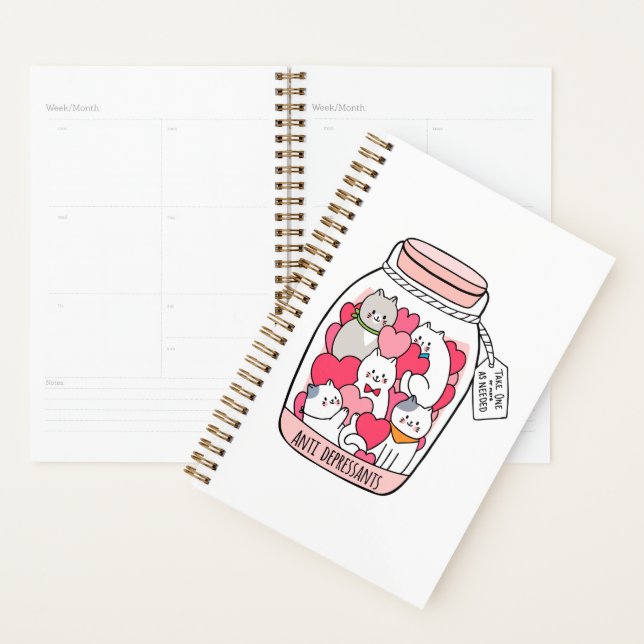 Cat Antidepressant Funny Cat Lover Gift Planner (Display)