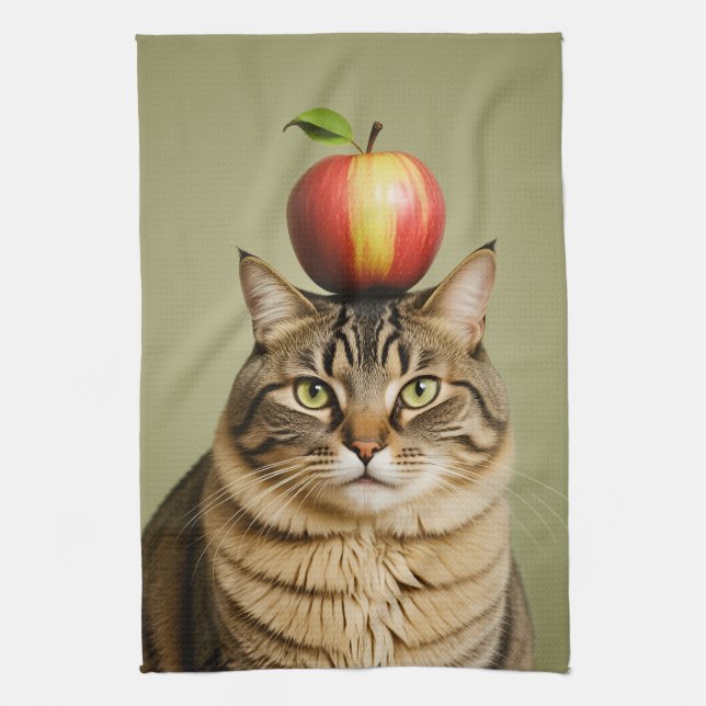 Cat Apple Kitchen Towel (Vertical)