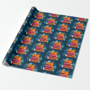 Cat Approved Books Teal Wrapping Paper